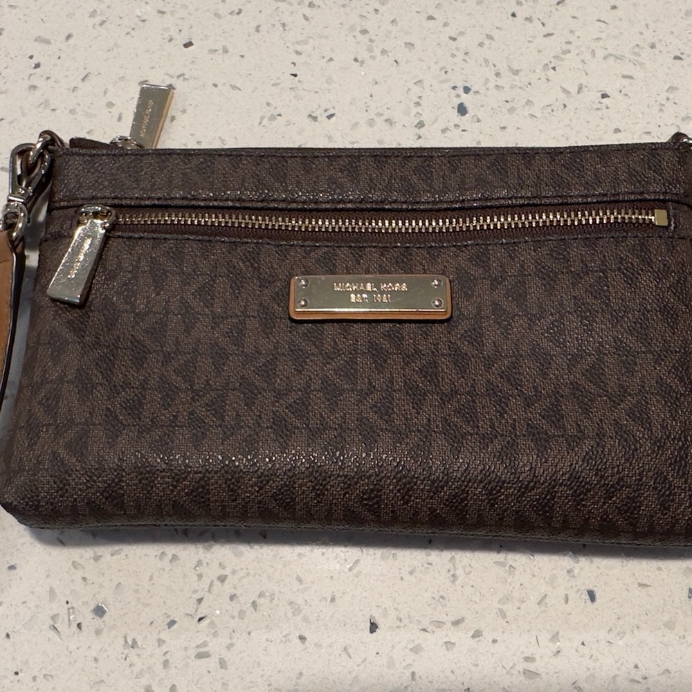 Michael Kors Brown Signature Large Wristlet